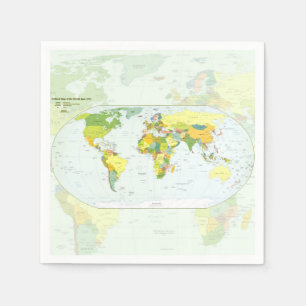 Serviettes En Papier Carte du monde Atlas Poster Politique : Décoration
