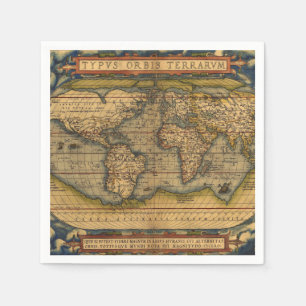 Serviettes En Papier Carte du monde d'Ortelius 1570 : Cartographie anti