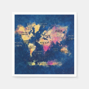 Serviettes En Papier carte mondiale