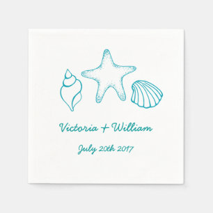 Serviettes En Papier Carte personnalisée de la plage Date de mariage