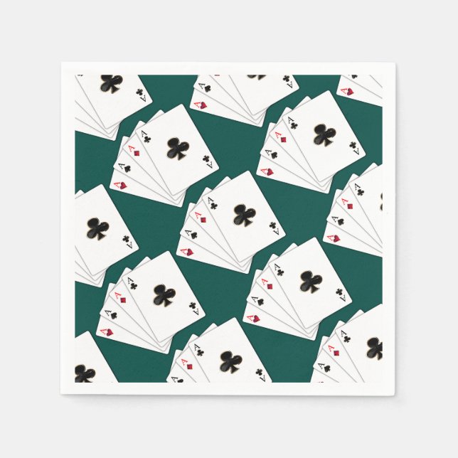 Serviettes En Papier Cartes de Jeu quatre As Motif Napkins (Devant)