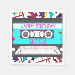 Serviettes En Papier Cassette Rétro Thème Anniversaire Années 80 90