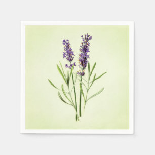 Serviettes En Papier Celadon Green Peint Lavender Sprig Botanique