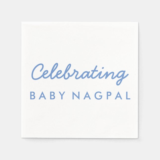 Serviettes En Papier Célébration Baby Blue et White Cocktail Napkin (Devant)