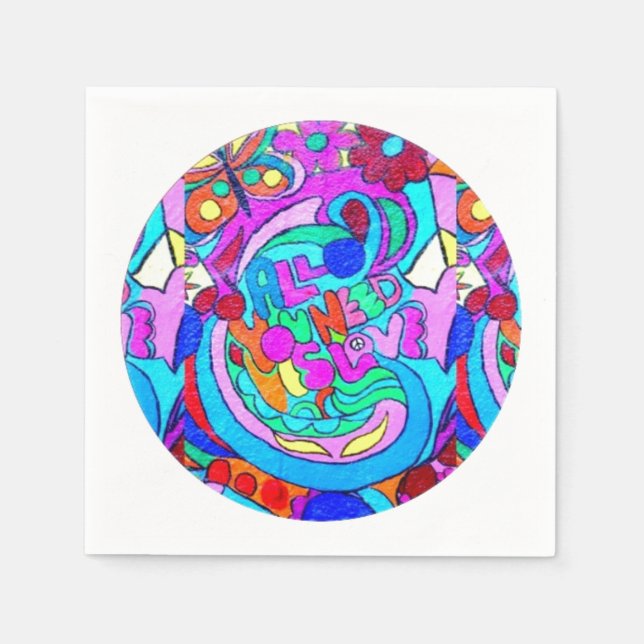 Serviettes En Papier cercle d'amour super hippie (Devant)