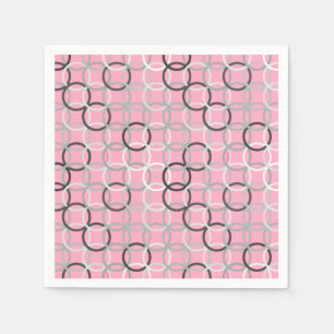 Serviettes En Papier Cercles modernes du milieu du siècle, corail rose