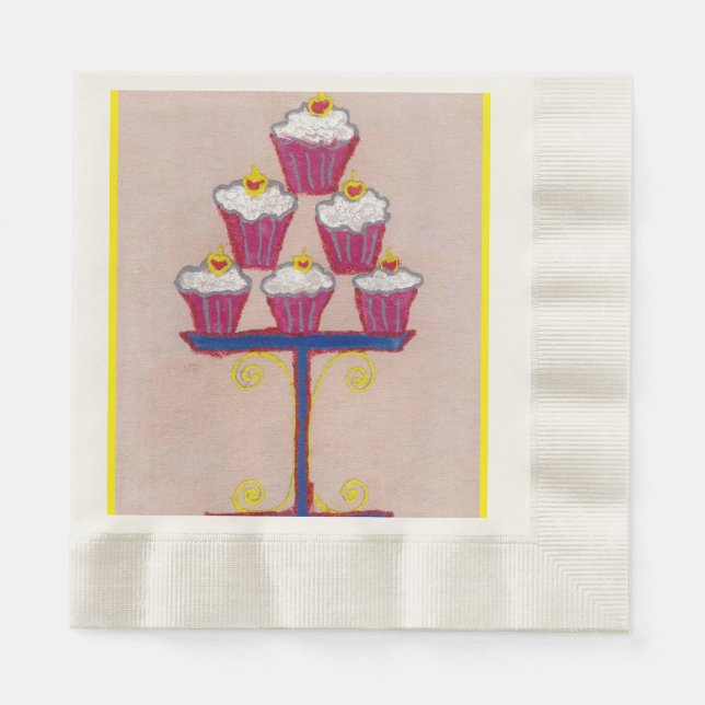 Serviettes En Papier Cerise Cupcake Art rose Imprimer Naples (Devant)