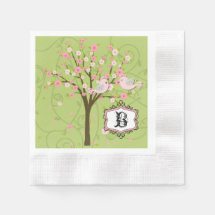 Serviettes En Papier Cerisier Fleur Oiseaux Mariage Papier Napkins