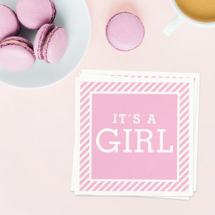 Serviettes En Papier C'est une fille moderne Baby shower rose clair ray