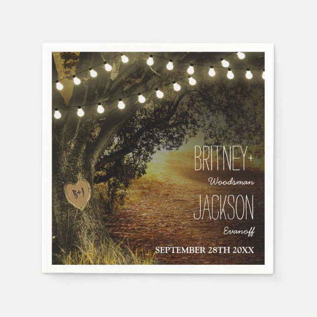 Serviettes En Papier Chaîne d'automne lumières Chêne Mariage Napkins (Devant)