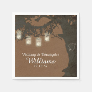 Serviettes En Papier Chaîne Mason Jar Lights Arbre Tan Vintage Naples