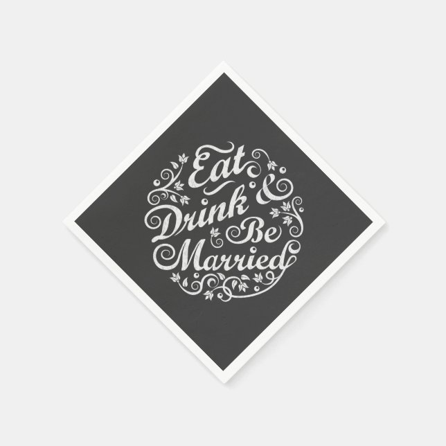 Serviettes En Papier Chalkboard Manger Boire et être marié Papier Napki (Coin)