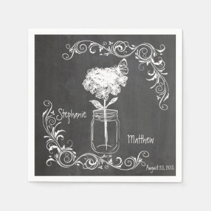SERVIETTES EN PAPIER CHALKBOARD MASON JAR GARDEN MARIAGE NAPKINS