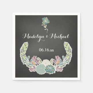 Serviettes En Papier Chalkboard Succulents Papier Mariage serviettes
