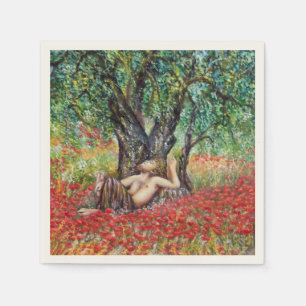 SERVIETTES EN PAPIER CHAMPS DE PAN, D'OLIVIERS ET DE POPPES