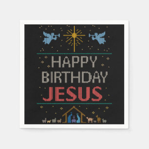 Serviettes En Papier Chandail de Noël moche - Joyeux anniversaire Jésus