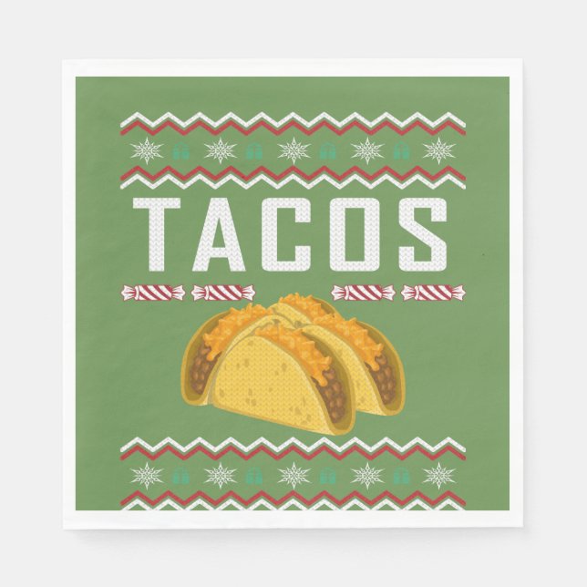 Serviettes En Papier Chandail de Noël moche Tacos (Devant)