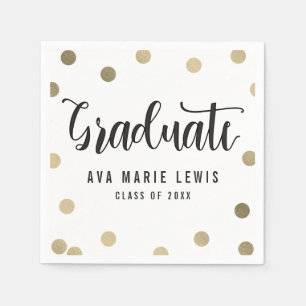 Serviettes En Papier Charming Dots Gold Graduation serviettes