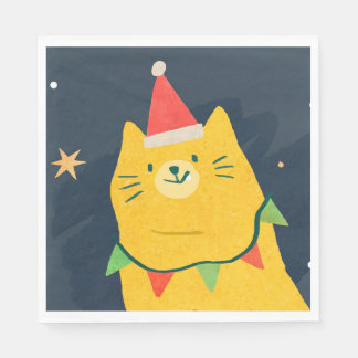 SERVIETTES EN PAPIER CHAT DE NOËL