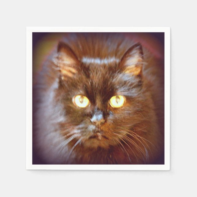 Serviettes En Papier chat noir mignon (Devant)