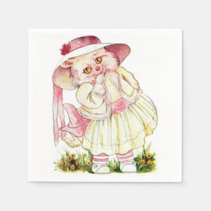 Serviettes En Papier Chat rose de Priceilla