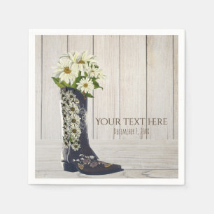 Serviettes En Papier Chaussure de campagne rustique avec des marguerite