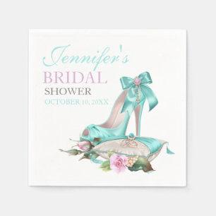 Serviettes En Papier Chaussure et Rose de Fêtes des mariées turquoise e