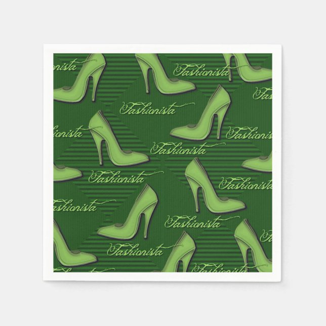 Serviettes En Papier Chaussures vertes fashionista Motif serviettes (Devant)