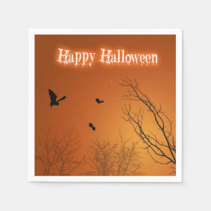 Serviettes En Papier Chauves-souris et arbres d'Halloween