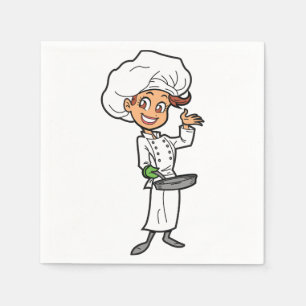 Serviettes En Papier Chef féminin avec les serviettes de papier d'une