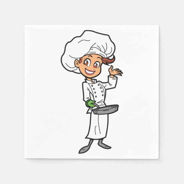 Serviettes En Papier Chef Féminine Avec Serviettes Papier À Fraisser (Devant)