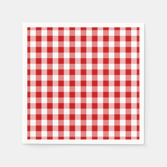 Serviettes En Papier Chèques rouges et blancs En vichy Plaid - Pays rus (Devant)