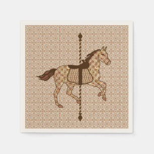 Serviettes En Papier Cheval de carrousel - Chocolat Brown et Tan