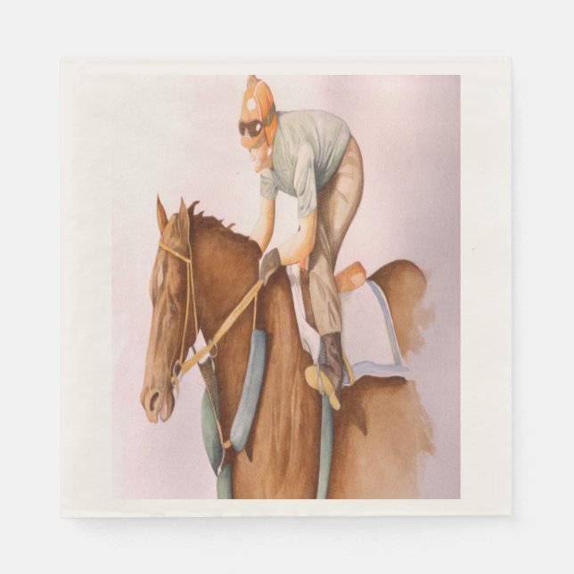 Serviettes En Papier Cheval de course et Jockey (Devant)