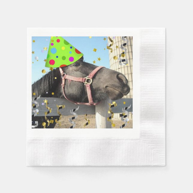 Serviettes En Papier Cheval de fête d'anniversaire (Devant)