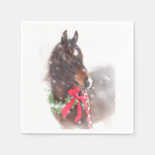 Serviettes En Papier Cheval de Noël en neige