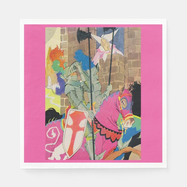 Serviettes En Papier chevalier médiéval à cheval (Devant)