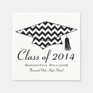 Serviettes En Papier Chevron Imprimer Nom personnalisé Graduation servi