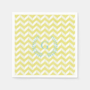 Serviettes En Papier Chic Pastel Yellow Teal Chevron Custom