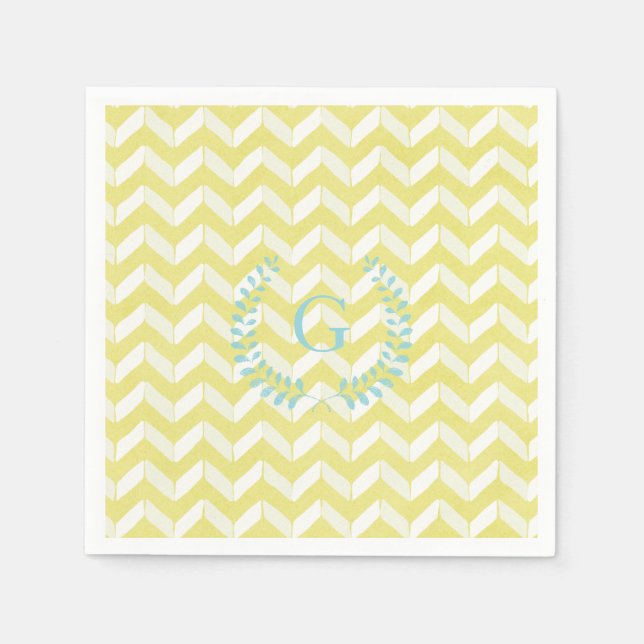 Serviettes En Papier Chic Pastel Yellow Teal Chevron Custom (Devant)