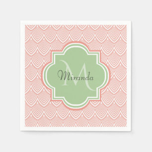 Serviettes En Papier Chic Pink Arc Pétoncles Soft Green Nom
