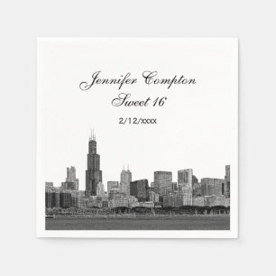 Serviettes En Papier Chicago Gravé Regard sur la ville Sweet 16