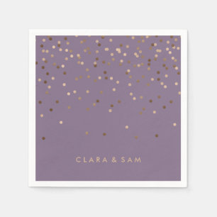 Serviettes En Papier chick glam rose or confetti points violet