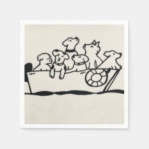 Serviettes en papier "Chiens et Bateaux" par Willo