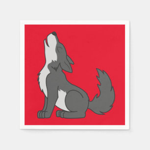 Serviettes En Papier Chiot de loup gris hurlant