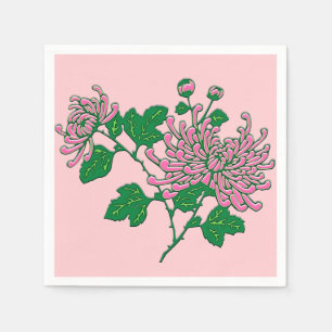 Serviettes En Papier Chrysanthèmes d'araignée chinois - rose doux
