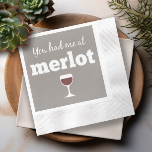 Serviettes En Papier Citation drôle de vin - vous m'avez eu au merlot