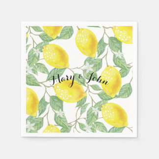 Serviettes en papier citron avec nom personnalisé