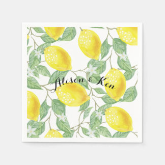 Serviettes en papier citron avec nom personnalisé
