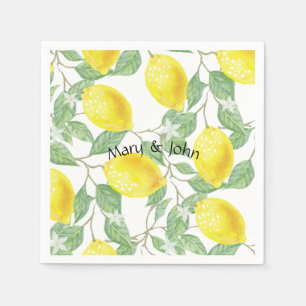 Serviettes en papier citron avec nom personnalisé